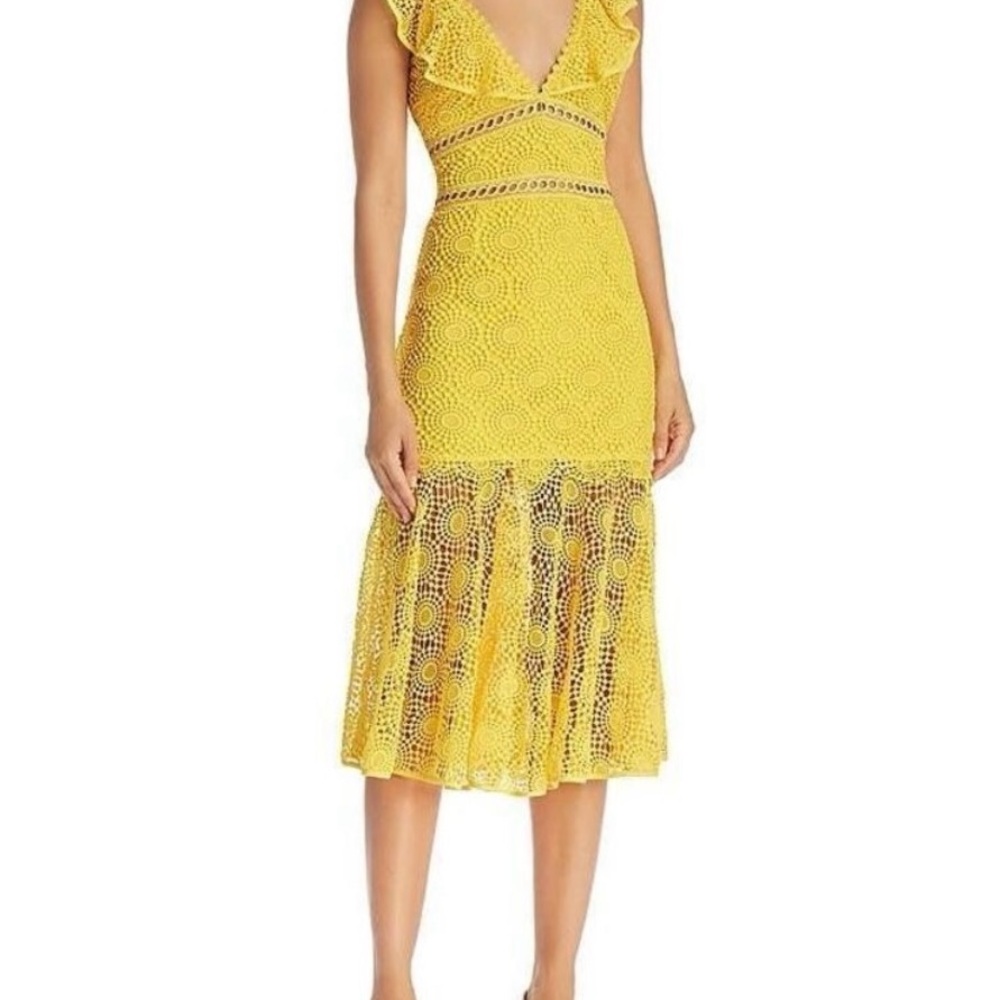 Saylor x Revolve Yellow Leilani Lace Midi Dress Size XS - Picture 4 of 8